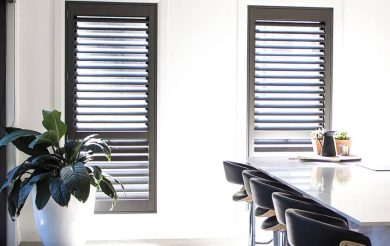 Shutters Canberra dining room Plantation shutters installed in a Canberra dining room